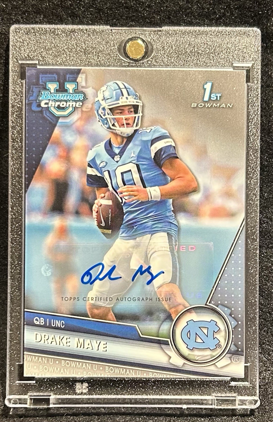2023 Bowman University Chrome Drake Maye #200 (RC) Patriots RC AUTO, 1st Bowman!