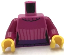Lego New Minifigure Dark Pink Torso Female Sweater w/ Magenta Collar Stripes