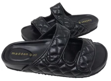 Madden Girl Women's Briaa Double Strap Slip On Slide Sandals Black Size:7 88E