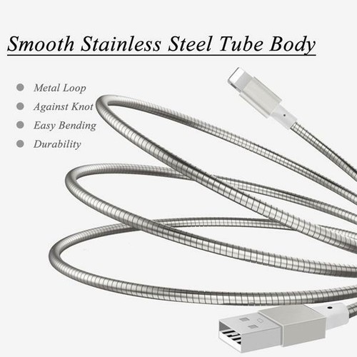 For iPhone XS XR 11 12 13 Pro Max - METAL USB CABLE FAST CHARGER POWER CORD WIRE - Picture 4 of 6