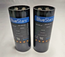 2pk BlueStars Upgraded 216-259 uf MFD 220-250 VAC 50/60 Hz SC0080 CD60 Round