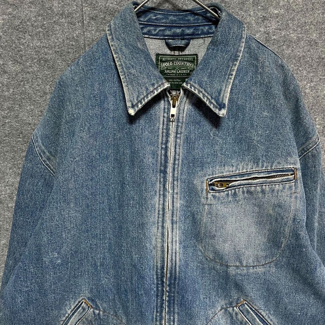 80'S POLO COUNTRY RALPH LAUREN Men S Zip-up Denim Jacket USA