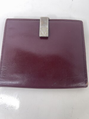 Vintage Anne Klein by Thomas Leather Coin Purse Wallet burgundy coin  bifold