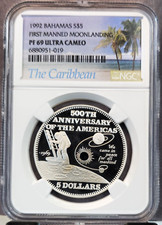 1992 BAHAMAS SILVER 5 DOLLARS 1ST SPACE FLIGHT NGC PF 69 ULTRA CAMEO TOP POP
