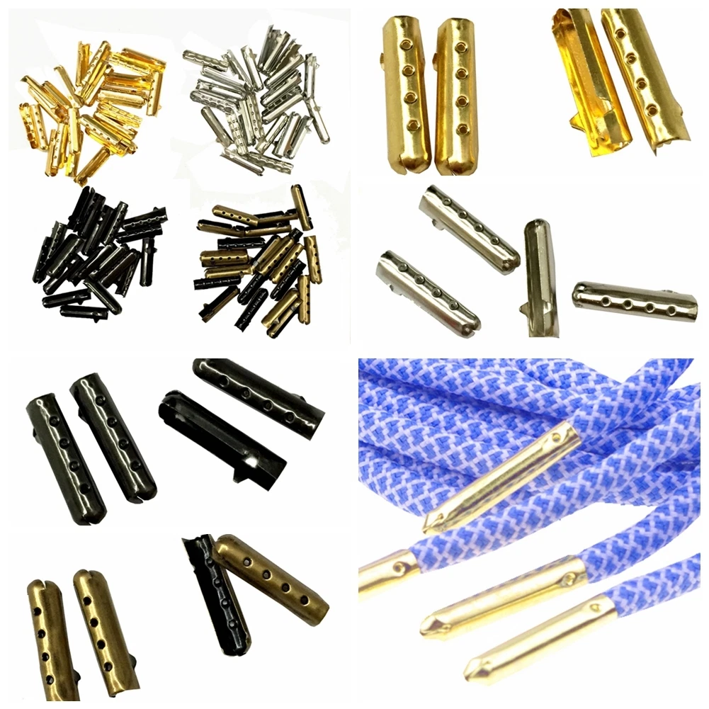 100pcs Metal Aglets DIY Shoelaces Repair Shoe Lace Tips Replacement End