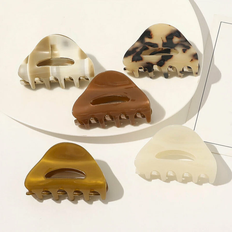 Ladies Semicircle Hair Claw Clamps Clips Grips Small Acrylic Acetic Acid Hairpin - Image 3 of 4