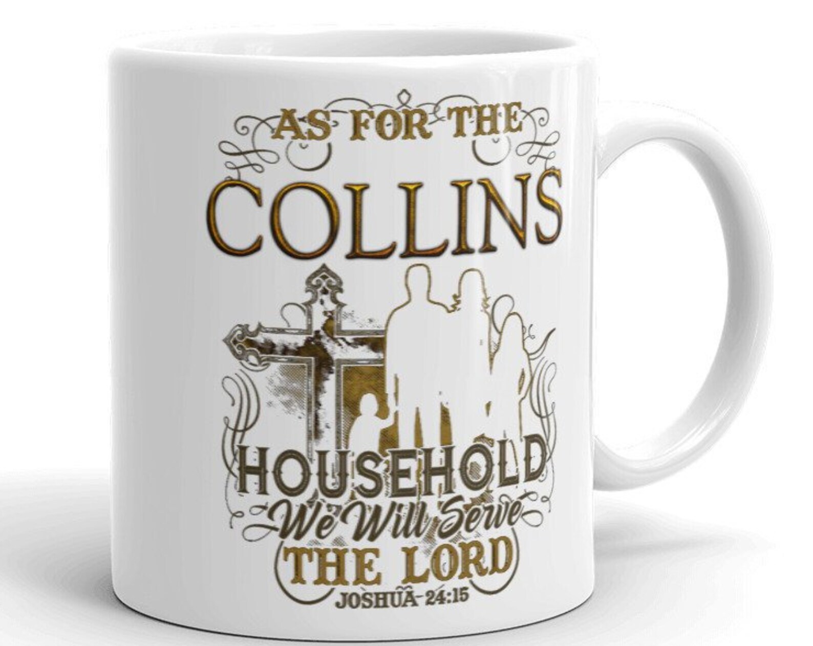 Christian Inspirational Coffee Mug for Home or Gift Collins Household Serve Lord Design  