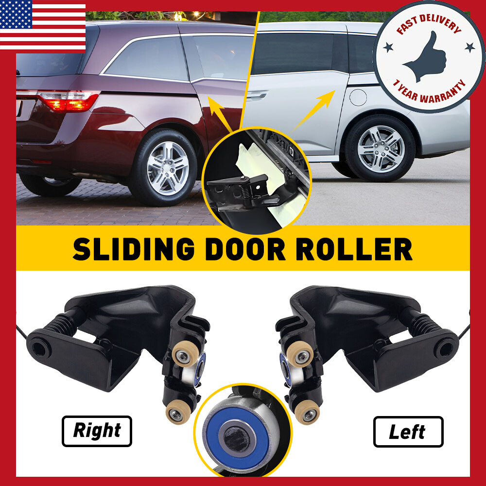 Pair of 1 Left 1 Right Center Mount Sliding Door Rollers For Honda Odyssey 05-10