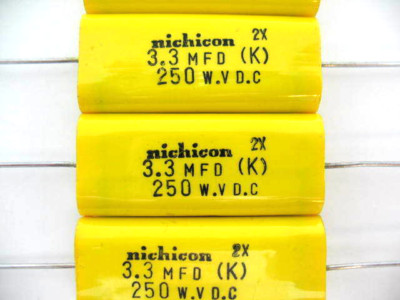 2Pcs. - 3.3uf @ 250v axial AUDIO CROSSOVER FILM CAPACITOR -            ref # 109