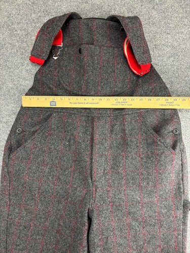 Vintage Woolrich Wool Overalls Men's Medium Gray Hunting Bibs Heavyweight - Picture 2 of 8