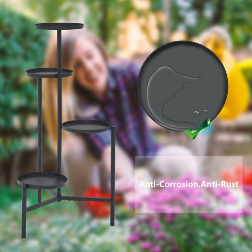 Pflanzenständer Blumenständer Metall mit 4 Etagen, Mehrstöckig Blumentopfständer - Bild 5 von 9