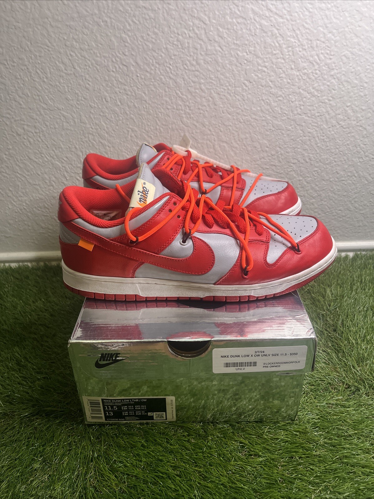 OFF WHITE X NIKE Taglia 11.5 Nike Dunk Low x OFF WHITE University Red 2019