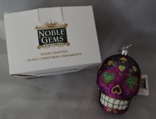 Kurt S. Adler Noble Gems purple SUGAR SKULL "Day of the Dead "Christmas Ornament
