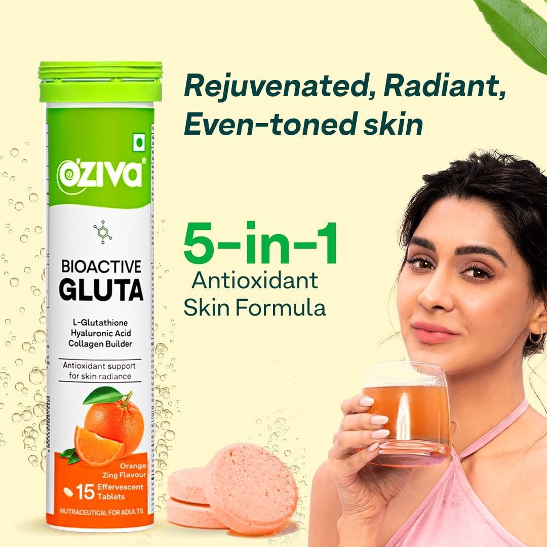 oziva glutathione or plix which is better Bioactive Tablets for Radiant Skin L-Glutathione,Lycopene 30pc OZiva Bioactive Gluta Fizzy (Strawberry)