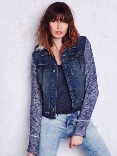 SzM DENIM AND KNIT HOODED JACKET 