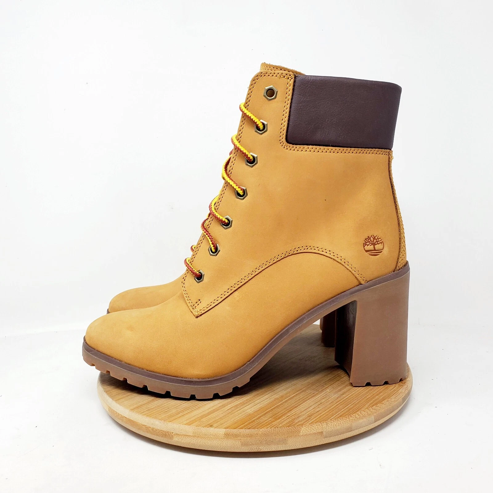 Stivali Timberland donna 9 Allington grano marrone caviglia escursionista tacco alto scarpe con lacci