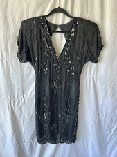 Vintage 90’s 100% Silk Sequin Beaded Flapper Style Dress S