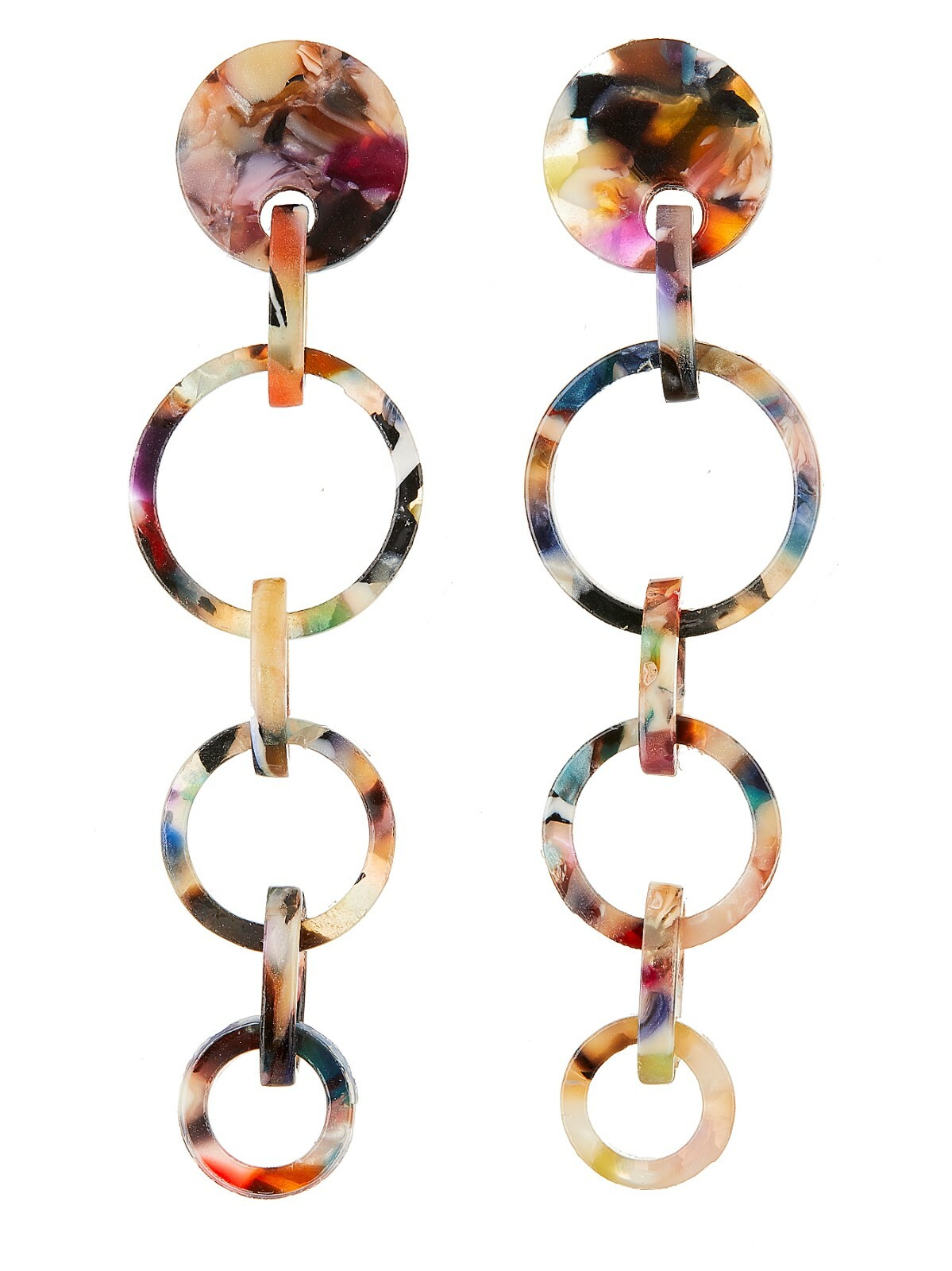 CLIP ON EARRINGS - silver dangle earring with multi coloured acrylic - Elon M