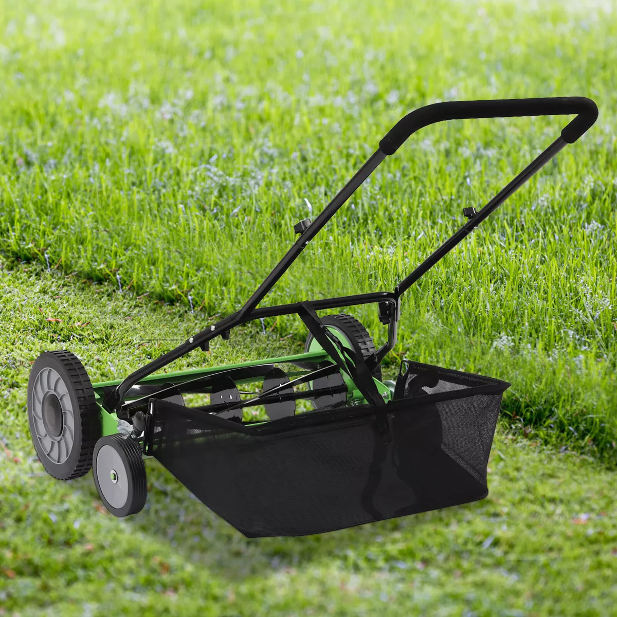 20 Manual Lawn Mower Hand Push Reel Walk-Behind Grass Catcher with 5  Blades USA