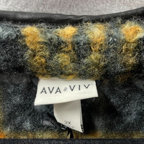 Ava & Viv Jacket Womens 2X Plaid Coat Overcoat Multicolor Open Front - Picture 4 of 13