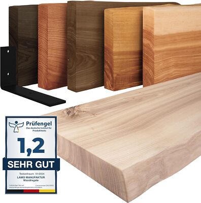 LAMO  Wandregal Hängeregal Wandboard Regalboden mit Regalträger Stahl Baumkante