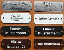 Briefkastenschild Klingelschild Türschild Namensschild mit Gravur Bohrlöcher