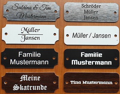 Briefkastenschild Klingelschild Türschild Namensschild mit Gravur Bohrlöcher