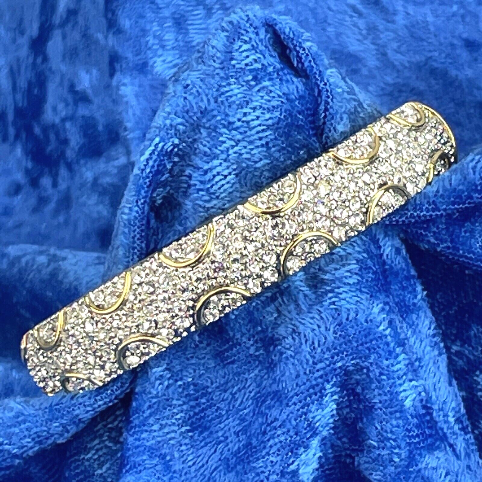 Statement Cuff Bracelet Clear Rhinestone Silver &… - image 4