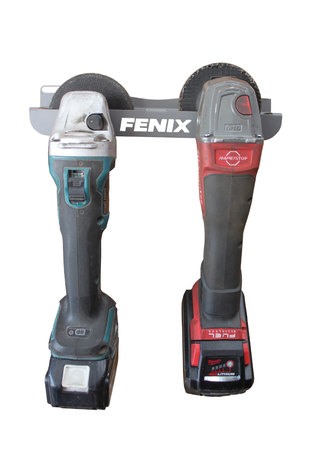 Fenix Motorsports Dual 5 inch Angle Grinder Tool Holder Wall Mounted