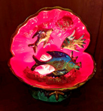 Lampe veilleuse barbotine Sérigraphiée Cannes Coquille décor marin