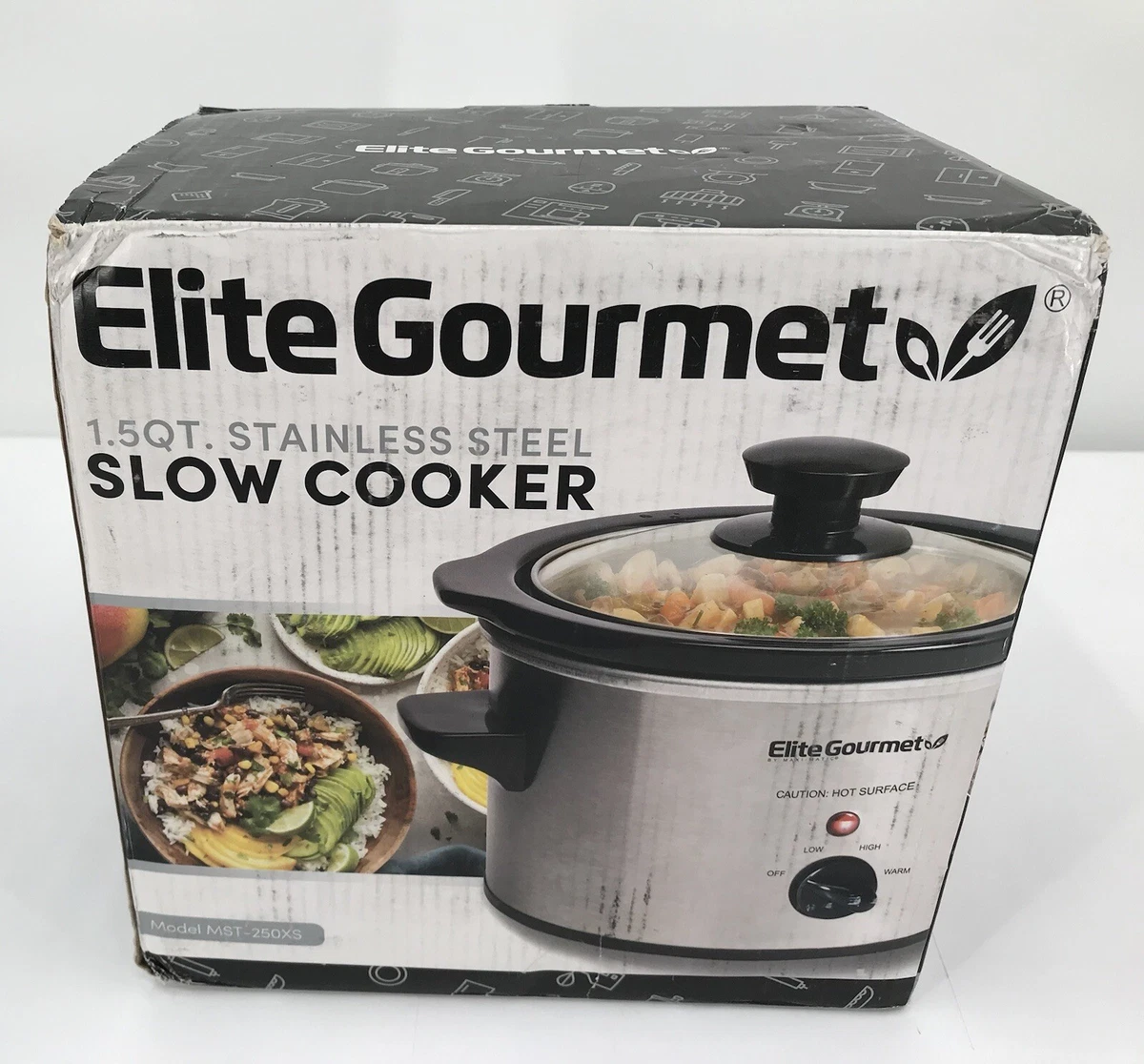 Elite Gourmet Mst-250xs 1.5 Quart Stainless Steel Slow Cooker, Silver