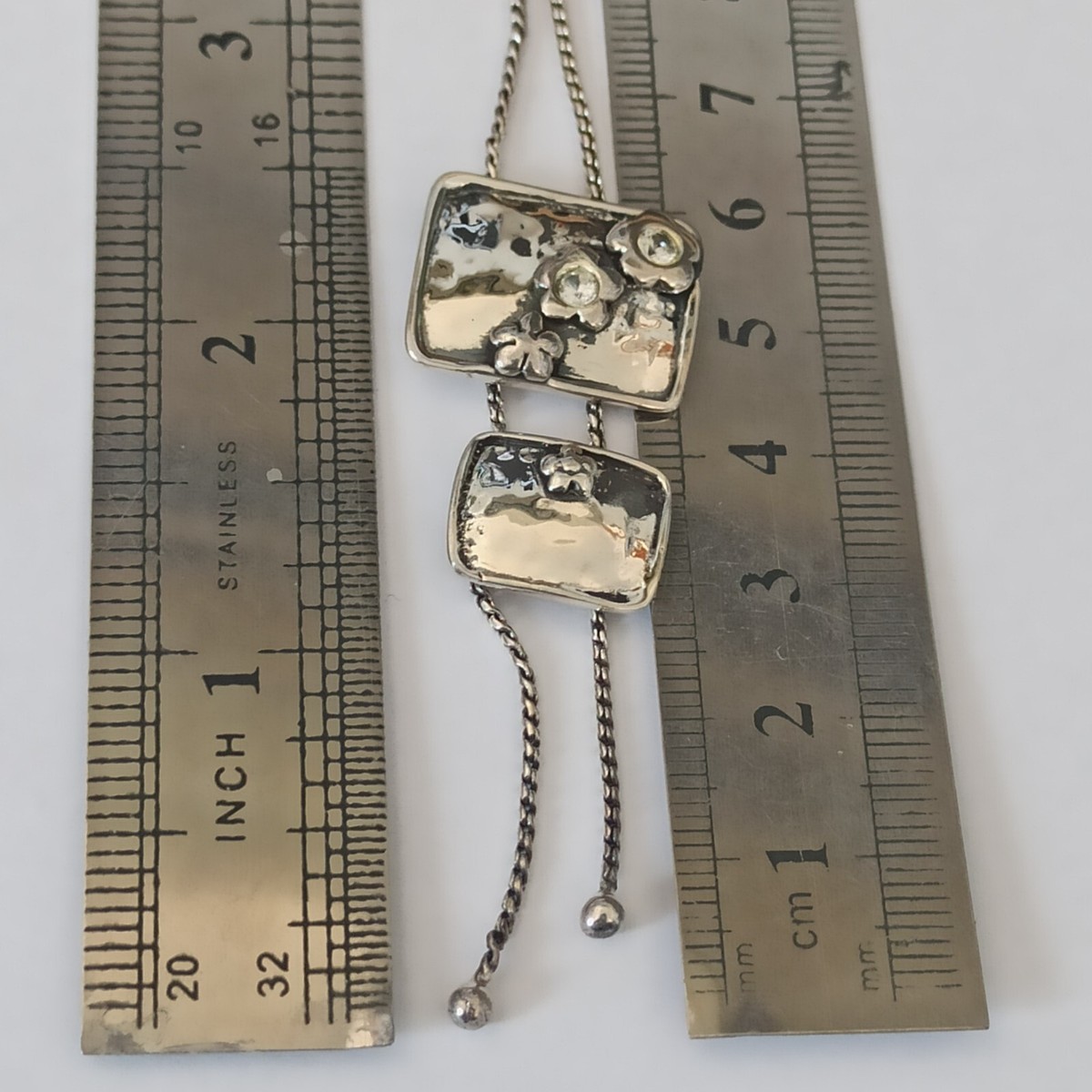 アクセサリー vintage drop design silver tie necklace Silver Y-Drop Tie Necklace Vintage Israel Artisan Patina 925