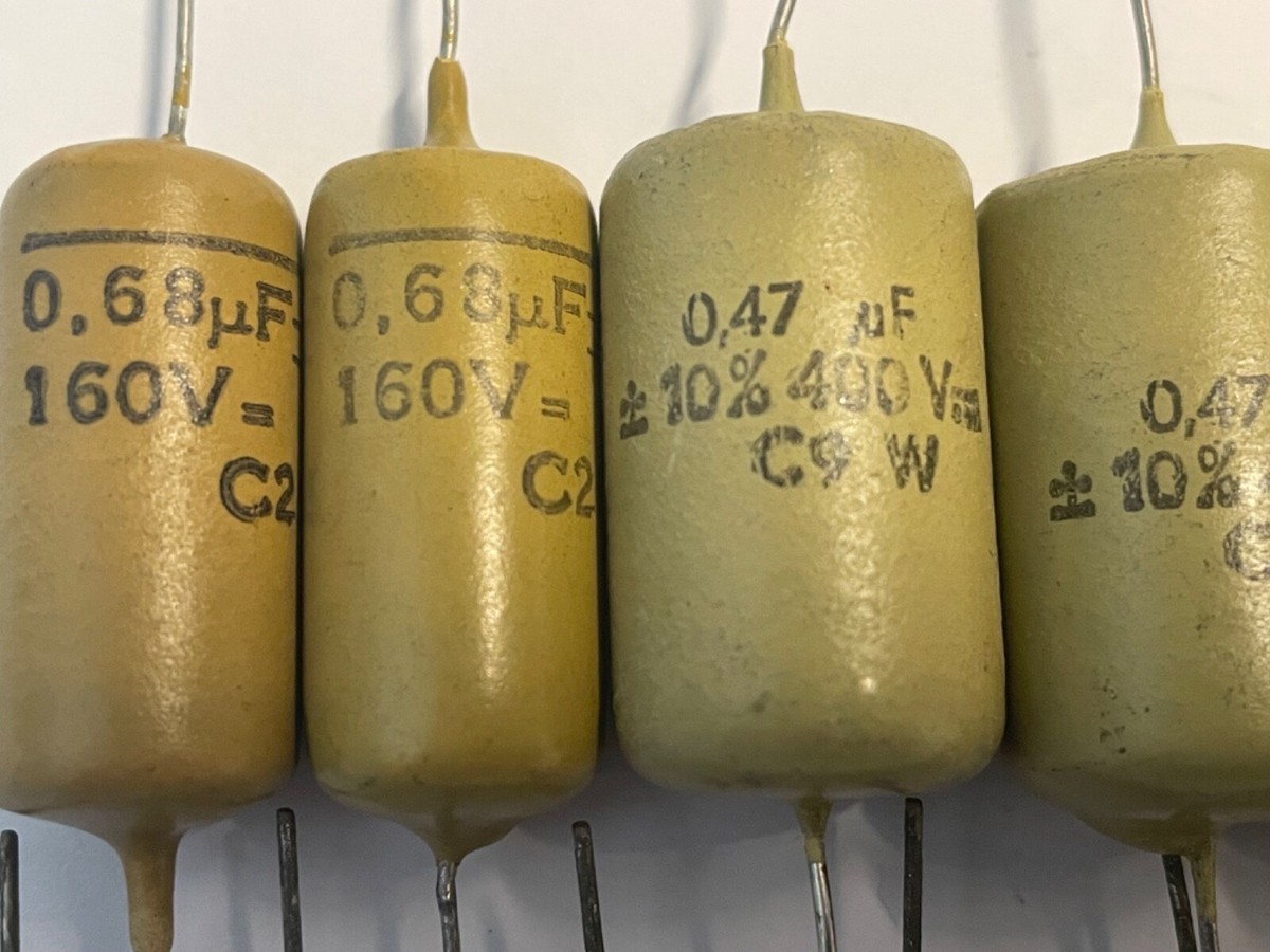 42 NOS rare Mullard mustard capacitors 0.47µF 0.68µF 0.22µF
