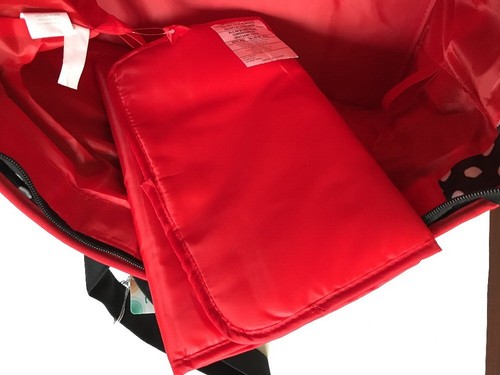 Diaper Bag Large Multi-Compartment Minnie Mouse Black & Red + White Dots NWT - Picture 6 of 9