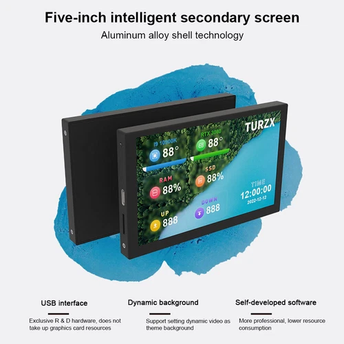 5 Inch IPS Secondary Screen Mini Computer USB Display PC CPU GPU RAM HDD Monitor - Picture 5 of 10