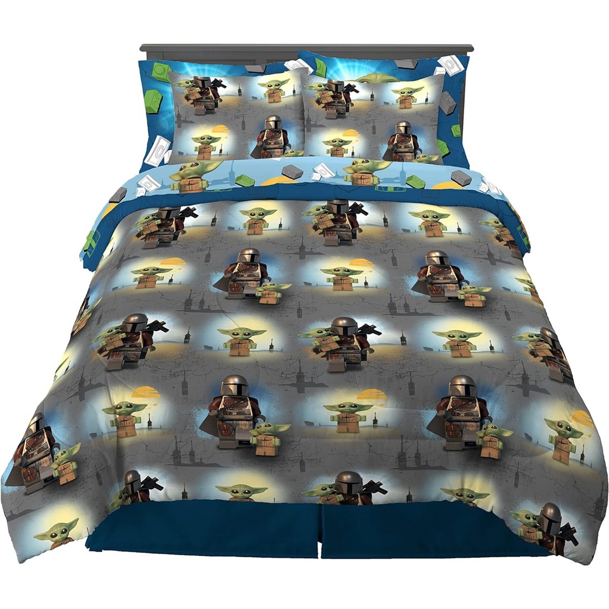 Lego Mandalorian Piece Full Size Bedding Sheet Set with Sham for