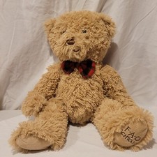 FAO Schwarz Teddy Bear Plush Seated 16" Stuffed Animal Toy Bow Tie Biege