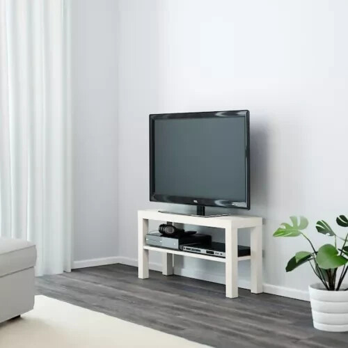 IKEA TV Bench - White Large Console Table Stand w/Extra Room For Wire Organizer - Picture 3 of 3
