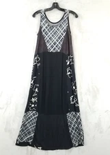 Citron Maxi Dress Women S Patchwork Plaid Floral Sleeveless Flowy Art Hippie