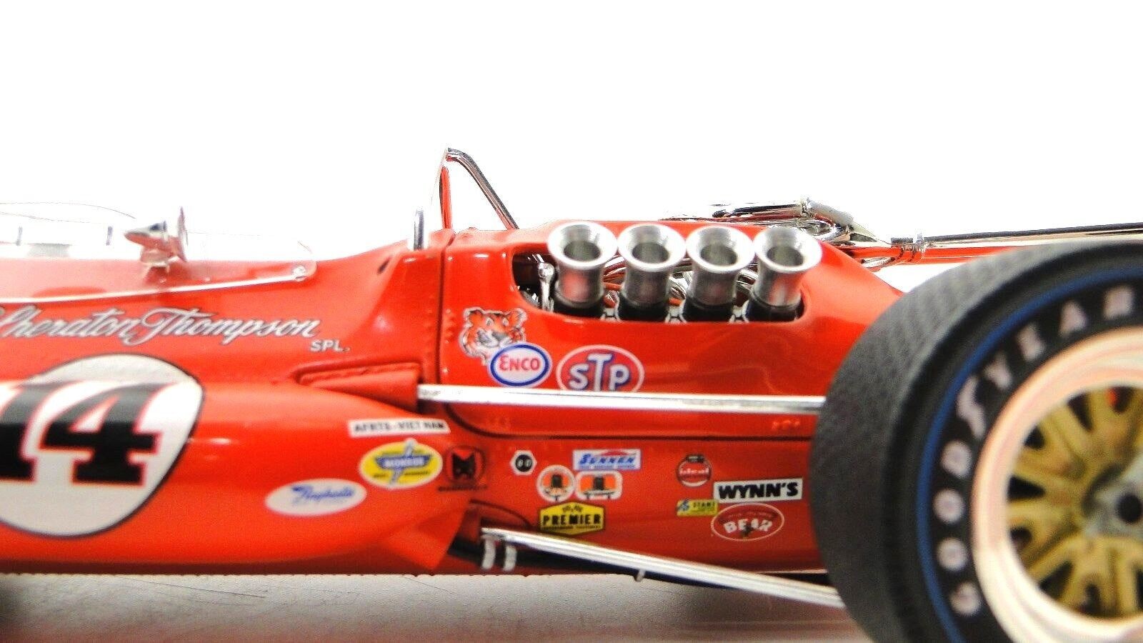 Ferrari Engine in 1967 Race Car w/Gold Wheel Rims 1:18 Scale Custom Metal Model