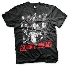 Camiseta negra Suicide Squad Team Crew Black & White para hombre