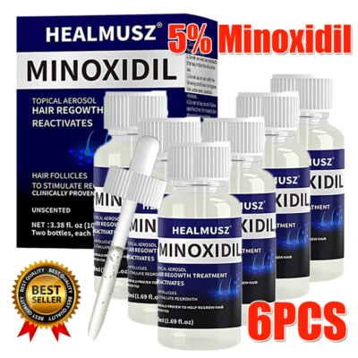 HEALMUS 6 Monats-Vorrat Extra Stärke MINOXIDIL 5% Serum Haarwachstum FÜR MÄNNER 6 x 50ML