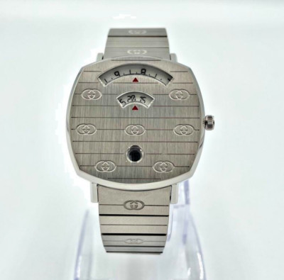 USED Excellent] Gucci 157.4 Jump Hour Quartz 35mm Silver Men's