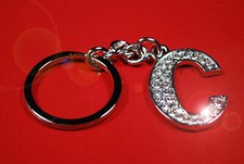 Crystal Keychain Alphabet Initial Letter "C" Rhinestone/ Letter Pendant/ Unisex