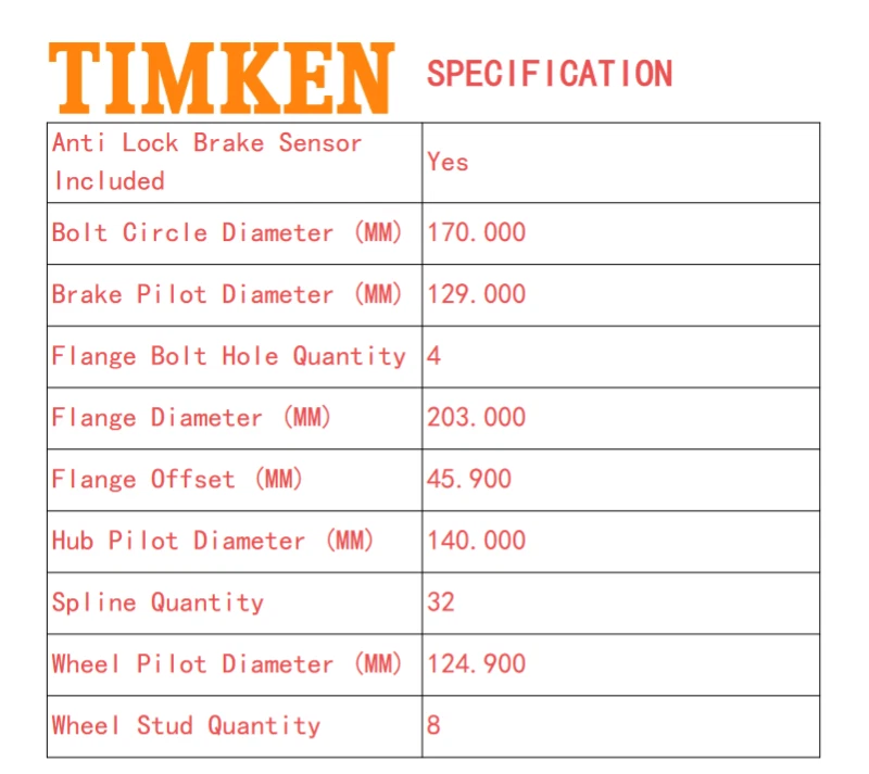 Комплект ступиц подшипников передних колес полного привода Timken для Ford F-350 F-250 SD SRW 2011–2016 годов выпуска - Изображение 3 из 4