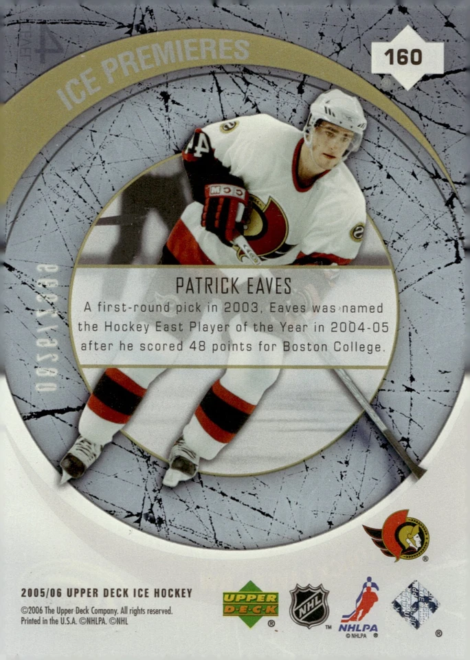 Patrick Eaves - Signed 2005-06 Upper Deck Ice Premieres /2999 Rookie Card #160 - Image 2 of 2