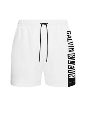 Calvin Klein Herren Badehose Medium Drawstring Graphic Weiß