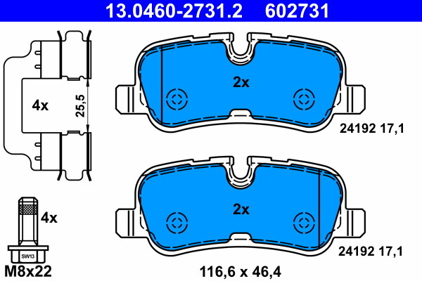ATE 13.0460-2731.2 Brake Pad Set, disc brake for LAND ROVER