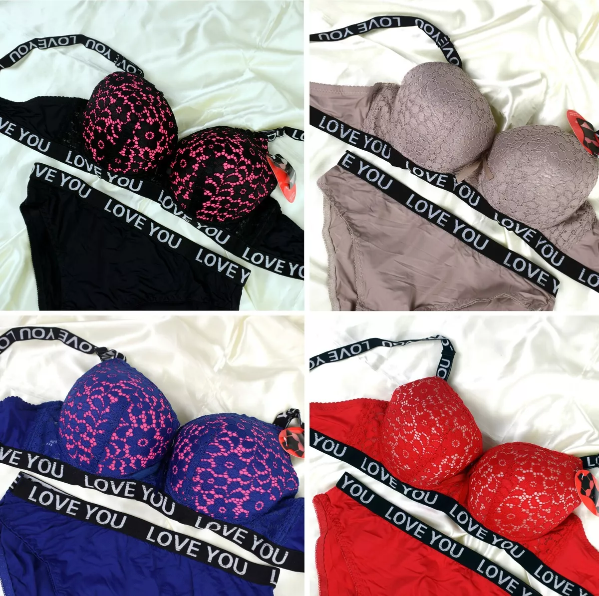 Sexy Bra Set Push Up Red Blue White Black Ladies Underwear Sets Lingerie  Briefs