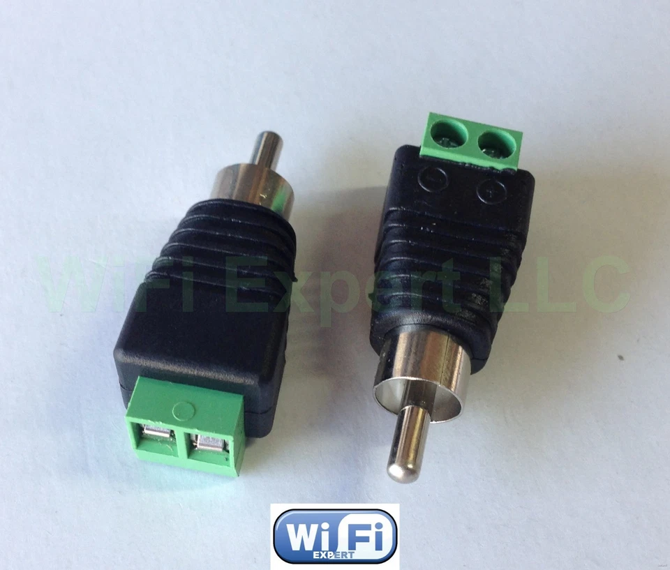 2pcs UTP Cat5/Cat6 Cable to AV RCA Male Screw Terminal Audio/Video Connector USA